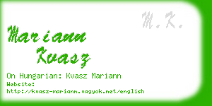mariann kvasz business card
